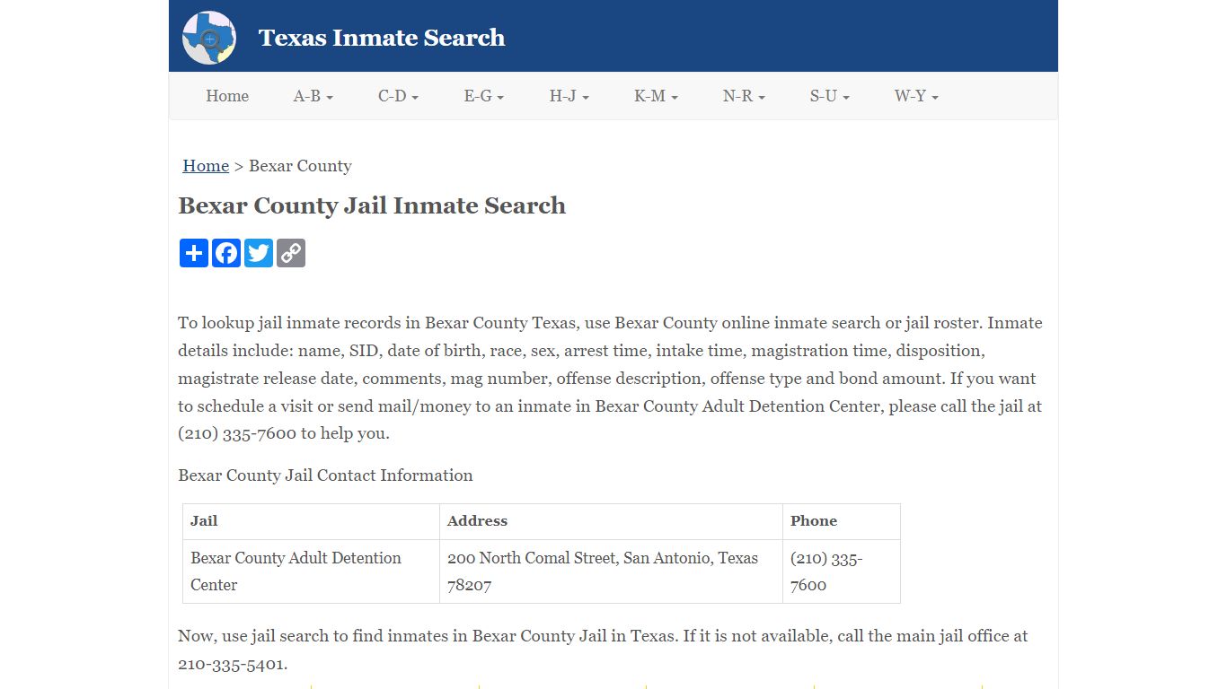 Bexar County Jail Inmate Search